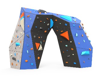 A computer rendered image of a Rock climbing / bouldering wall