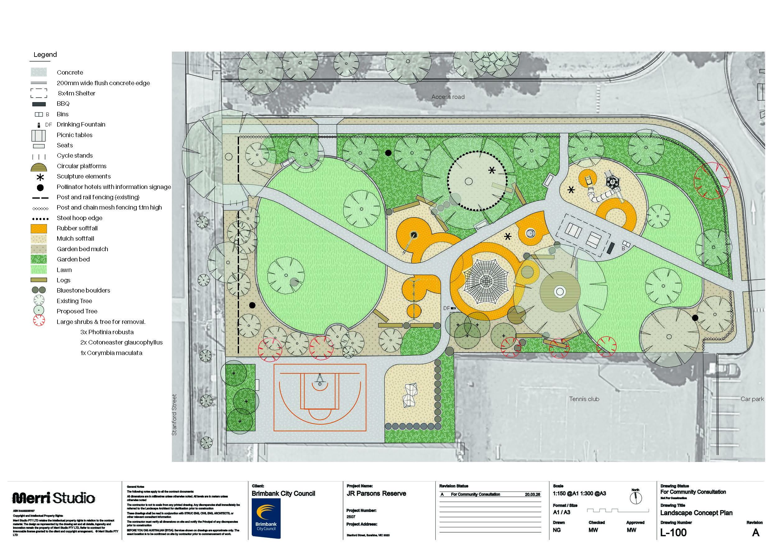 A birds eye view drawn image showing the design of the updated playground